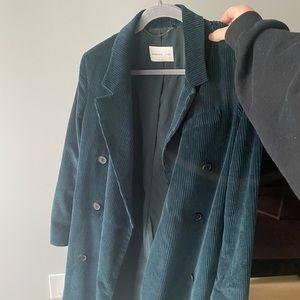 Aritzia babaton velvet emerald green trench coat